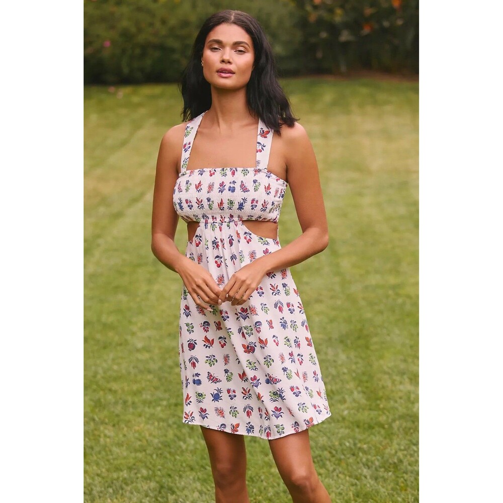 Anthropologie The Piper Bandeau Cutout Mini Dress Floral Size L